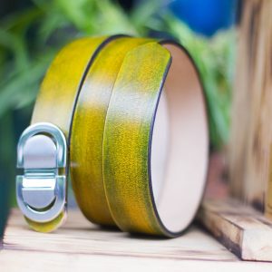 Thắt lưng handmade, Nhuộm Patina xanh rêu 17