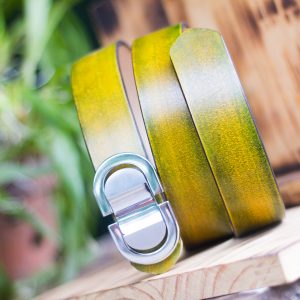 Thắt lưng handmade, Nhuộm Patina xanh rêu 15