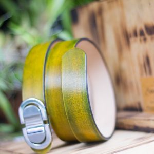 Thắt lưng handmade, Nhuộm Patina xanh rêu 14