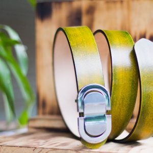 Thắt lưng handmade, Nhuộm Patina xanh rêu 13