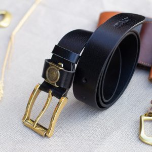 Thắt lưng nam da bò - Khóa đồng, màu đen sang trọng 15