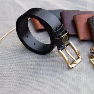 Thắt lưng nam da bò - Khóa đồng, màu đen sang trọng 14