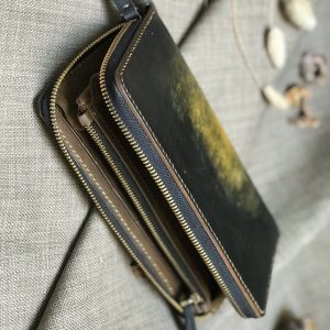 Ví zip handmade cao cấp - Vegetable tan patina 13