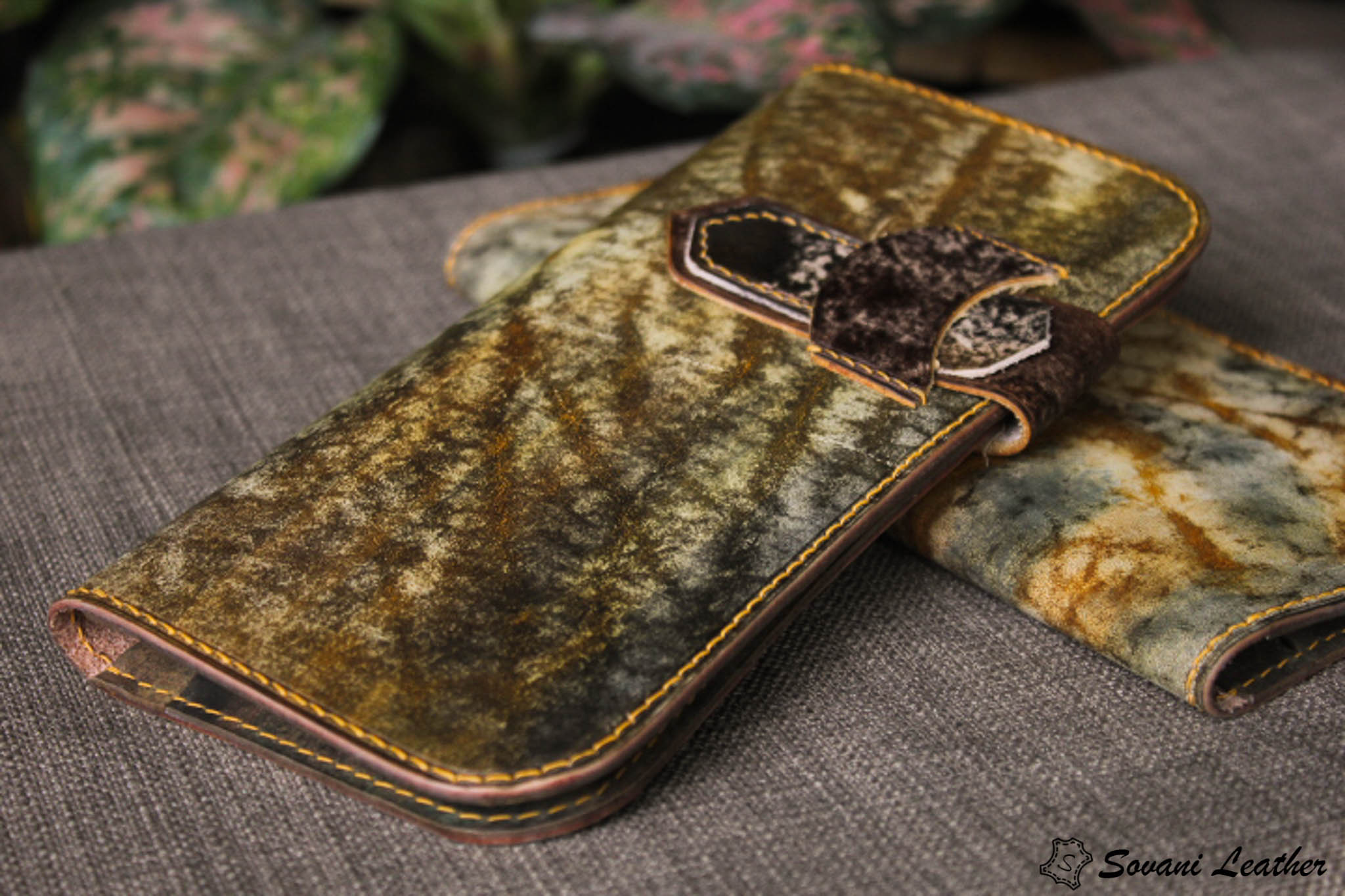 Ví cầm tay handmade cao cấp – Vegetable tan patina 16