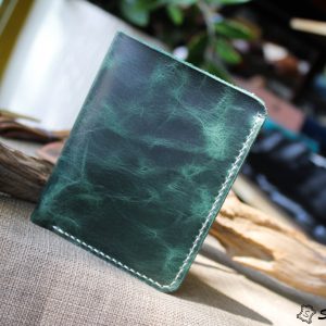 Ví da nam handmade, pullup wax xanh ngọc bích. 12