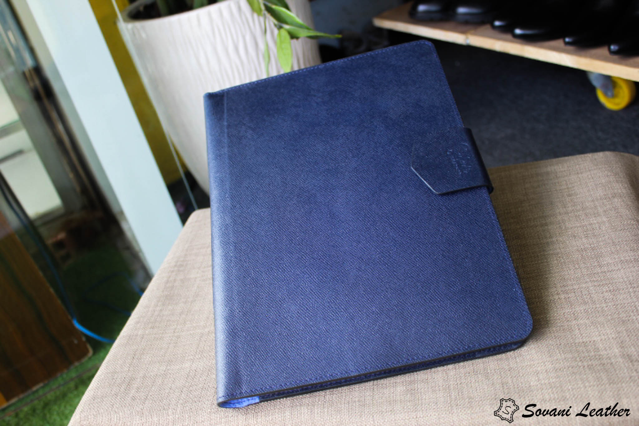 Túi da handmade đựng Macbook, Laptop Surface xanh navi 28