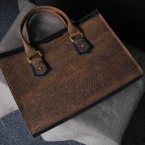 Cặp da bò vân voi handmade cao cấp – nâu đỏ 15