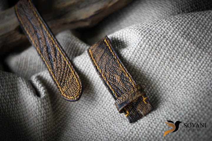 Dây đồng hồ da đà điểu handmade cao cấp 18