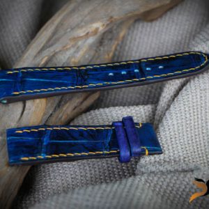 Dây đồng hồ da cá sấu handmade cao cấp - xanh navy cá tính 10