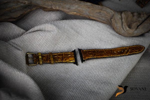 Dây đồng hồ da cá sấu handmade cao cấp màu patina siêu độc lạ – Apple Watch 4