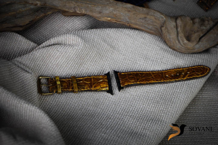 Dây đồng hồ da cá sấu handmade cao cấp màu patina siêu độc lạ – Apple Watch 24