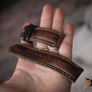 Dây Da Đồng Hồ – Da Bò Sáp handmade khâu full- màu nâu sang trọng 17
