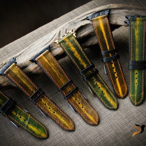 Dây đồng hồ Da Vegtan handmade – màu patina xanh lá 16